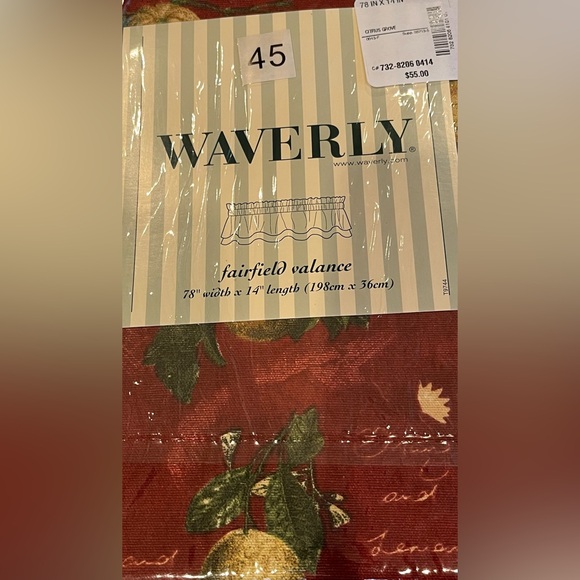 Waverly Fairfield valance citrus grove crimson 78” width by 14” length (3) new - Picture 4 of 5